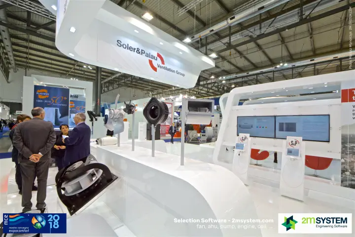 Fan impellers and EC plug fan on Soler & Palau display plinth