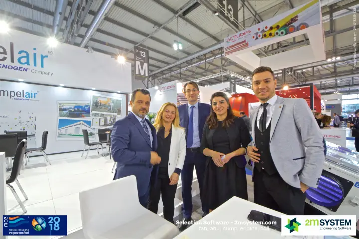 Five-person Impelair team at the stand counter