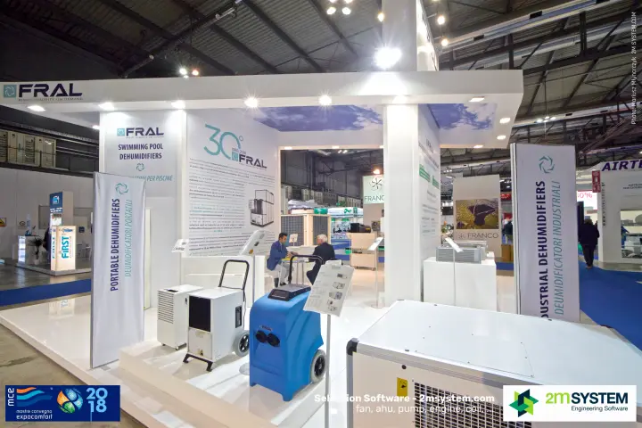 Fral stand with portable, industrial and swimming pool dehumidifiers at MCE 2018