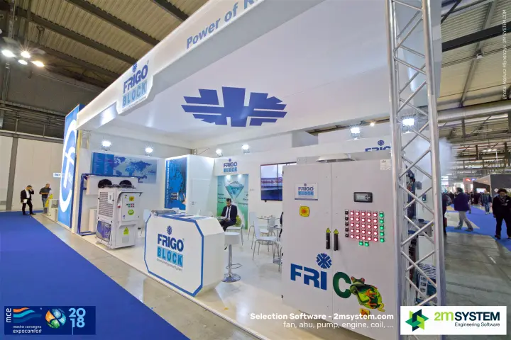 Frigo Block stand with condensing unit and control cabinet with frog graphic