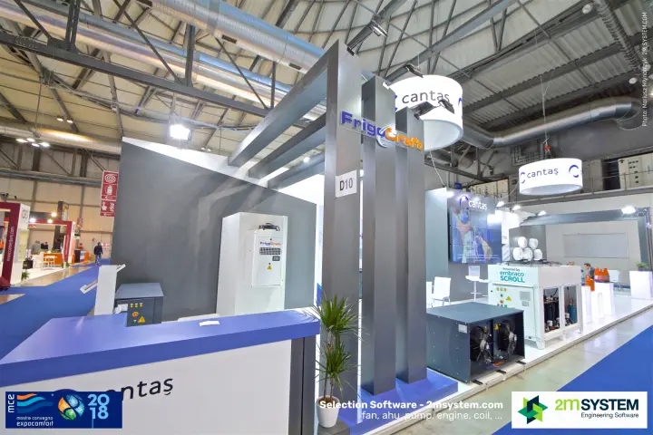 FrigoCraft pillar sign at the Cantaş stand with condensing units at MCE 2018