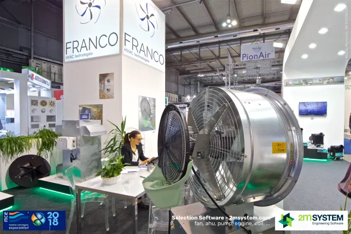 Galvanised axial fan with Air Flow label at the Franco stand