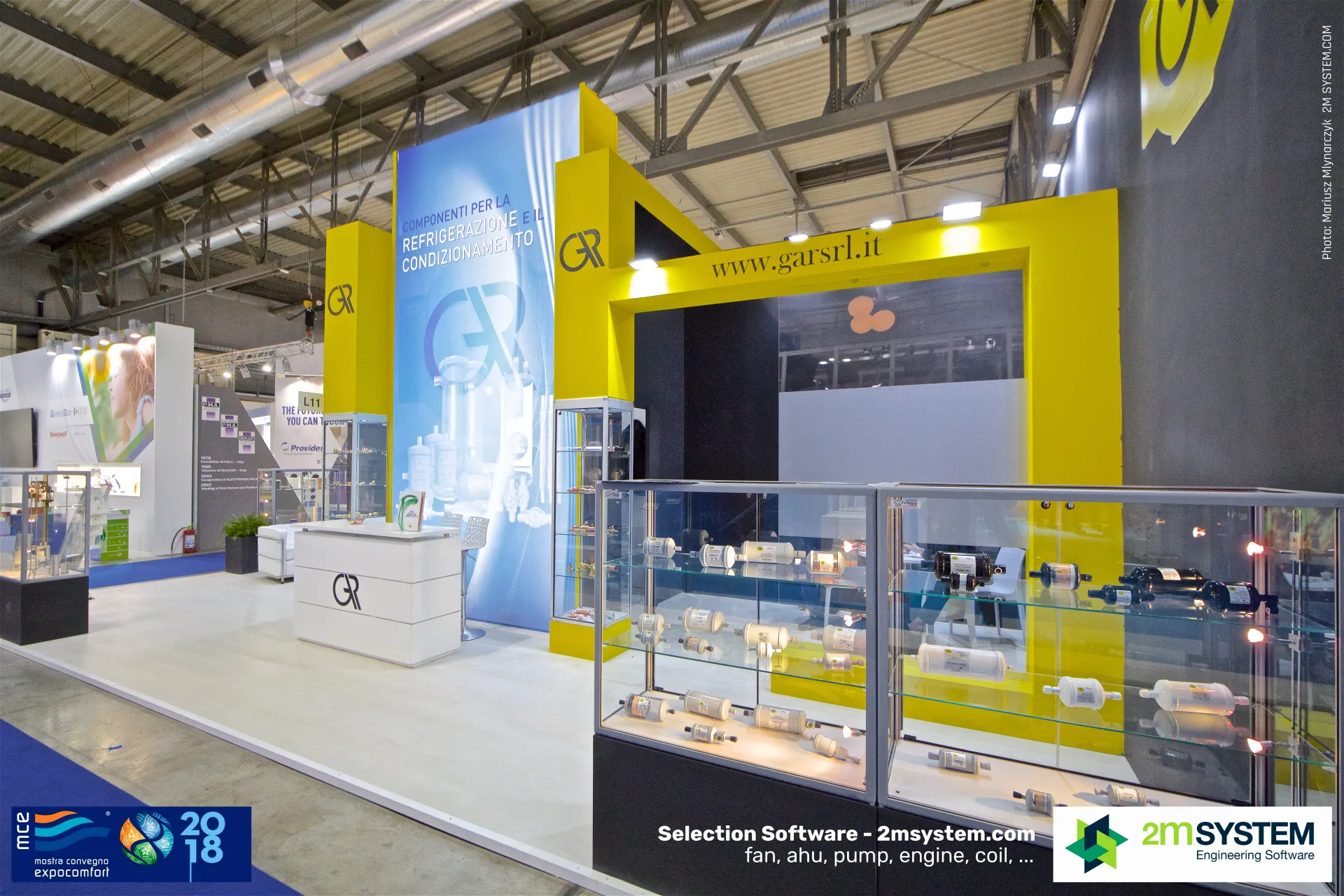 GAR stand frontage with www.garsrl.it portal and filter drier displays at MCE 2018