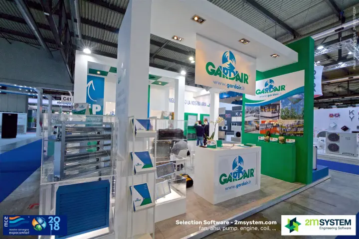 Gardair stand with dampers and louvres displayed in glass cases