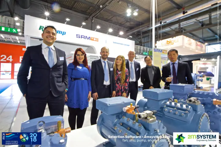Group photo at the RefComp, SRMTec and Snowman Group stand at MCE 2018