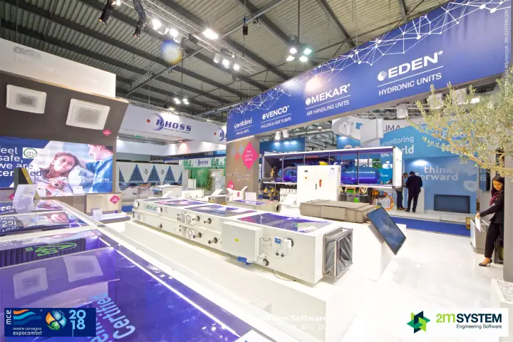 Group stand with Mekar air handling units and cassette fan coils at MCE 2018