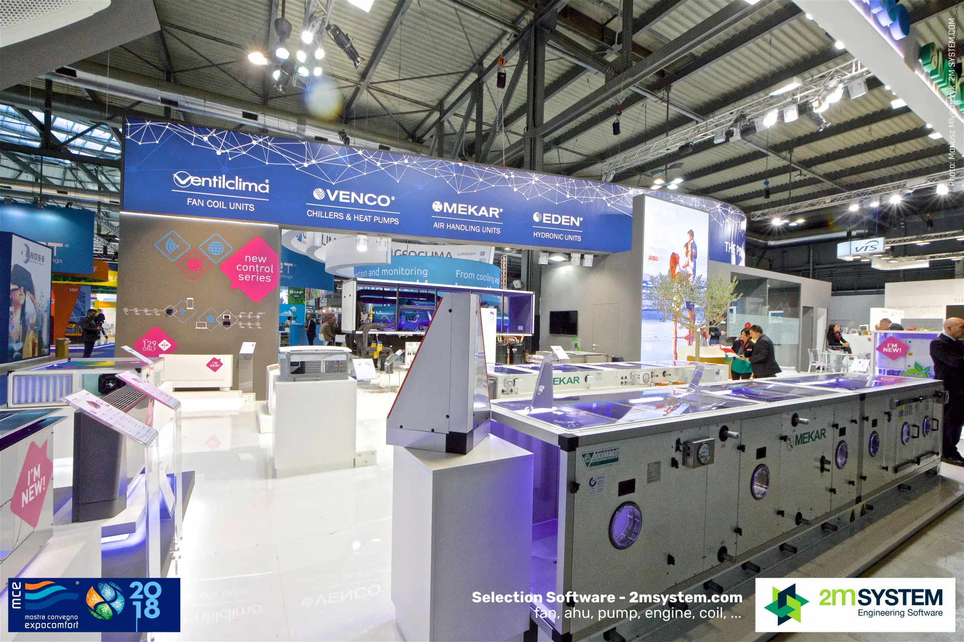 Group stand of Ventilclima, Venco, Mekar and Eden with a Mekar air handling unit at MCE 2018