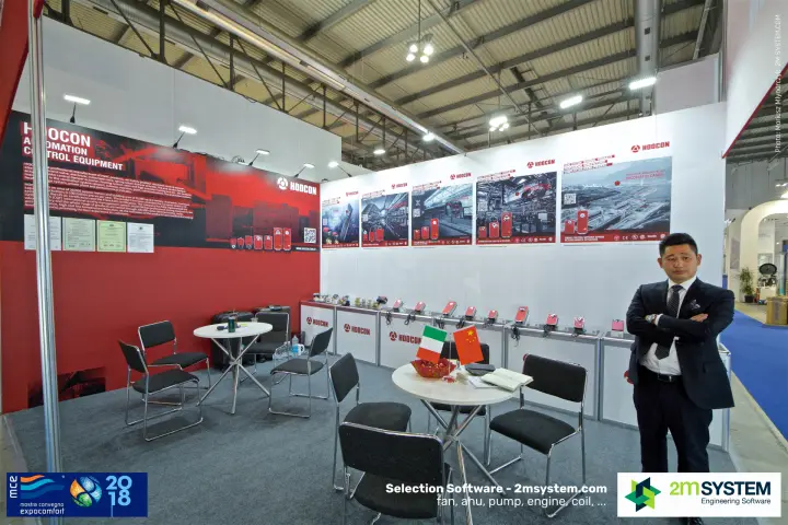 Hoocon stand with damper actuators and 'Automation Control Equipment' wall at MCE 2018