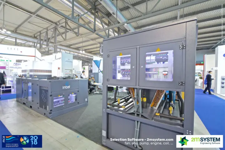Imbat unit with glazed control panels and exposed copper coils at MCE 2018
