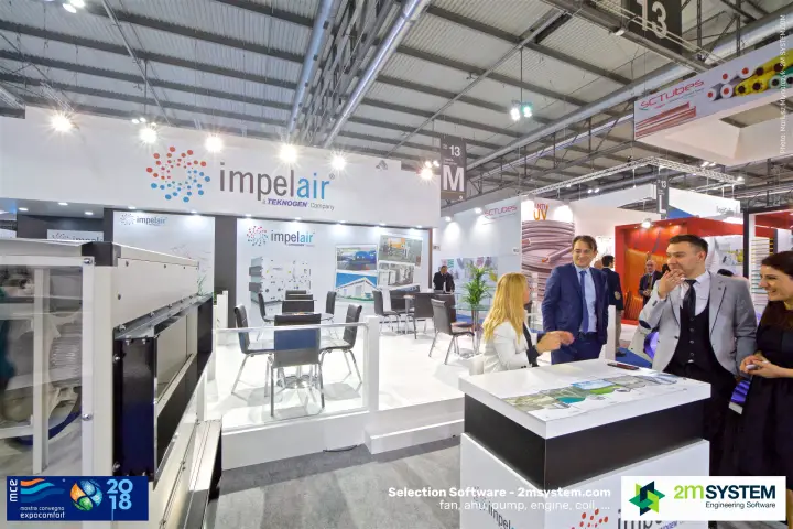 Impelair stand with a glass-sided air handling unit on display