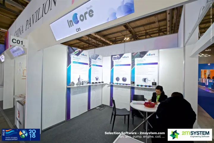 Incore Tech booth C01 in the China Pavilion showing ECM motor series at MCE 2018