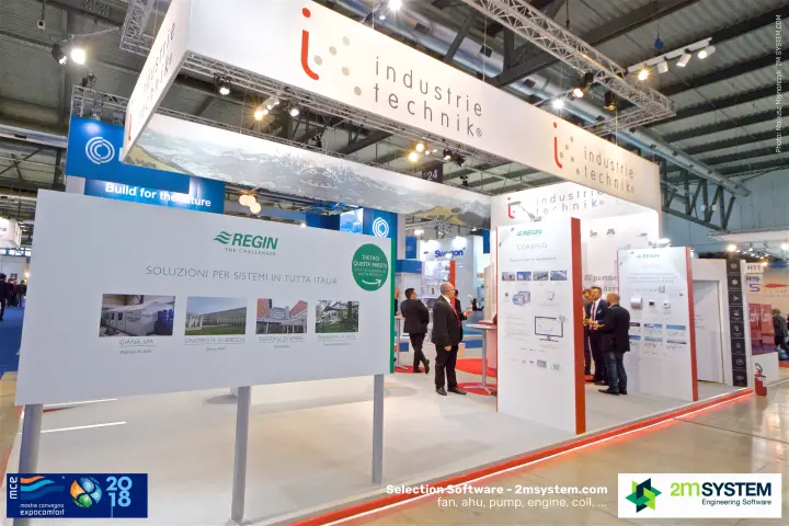 Industrie Technik stand with Regin reference projects board at MCE 2018