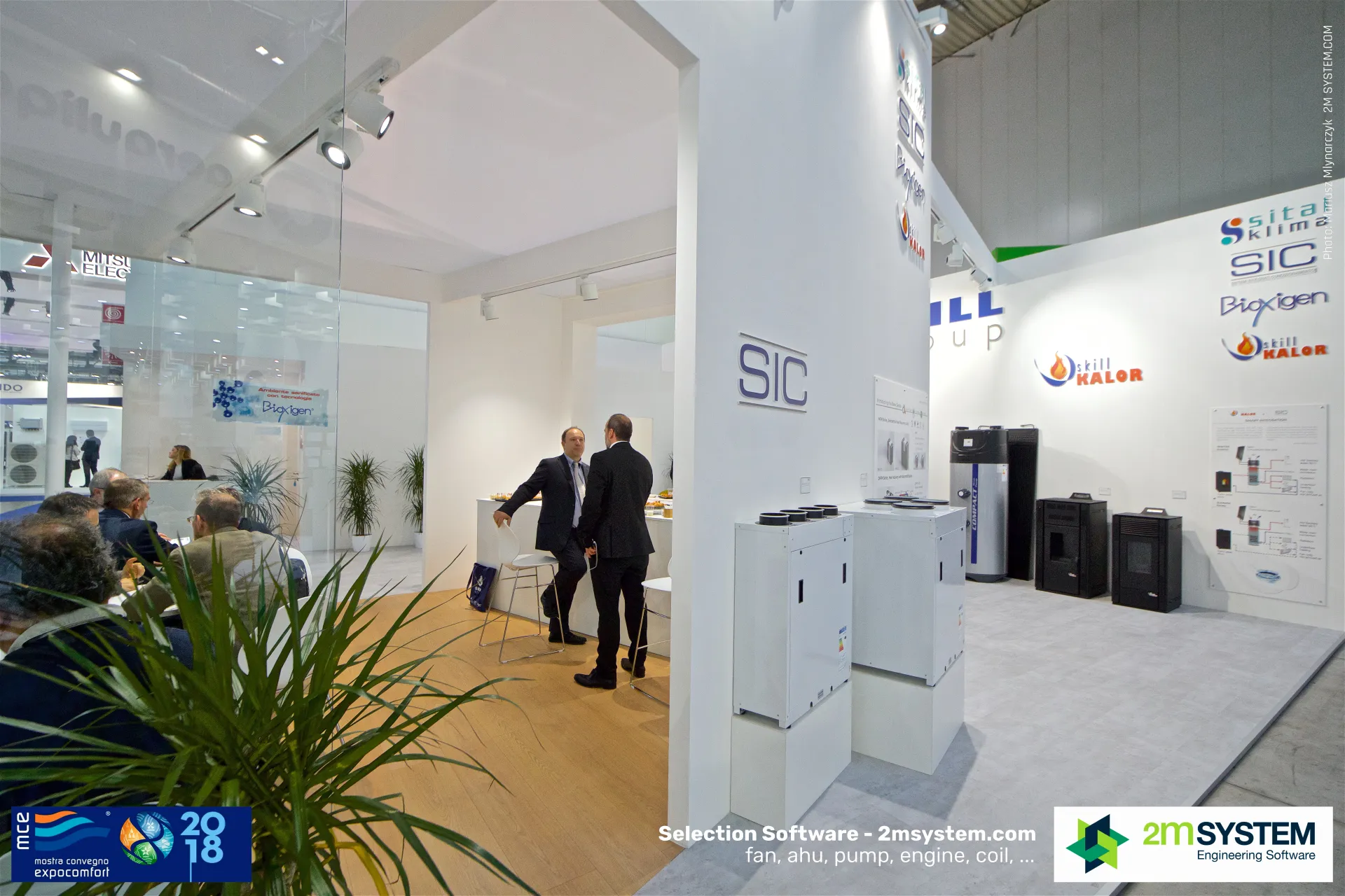 Inside the Skill Group stand: SIC units, bar counter and Skill Kalor stoves at MCE 2018