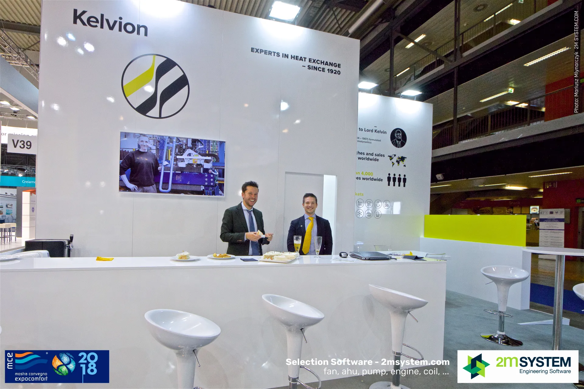 Kelvion staff at the white bar under "Experts in heat exchange" at MCE 2018
