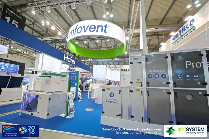 Komfovent Verso Pro air handling unit with Super Efficient PM Motors label at MCE 2018