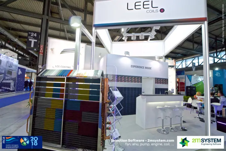 LEEL Coils sample coil showing its range of LCE coating colours at MCE 2018