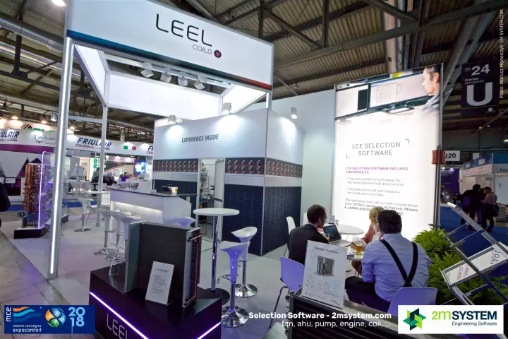 LEEL Coils stand with stainless steel coils and LCE selection software at MCE 2018