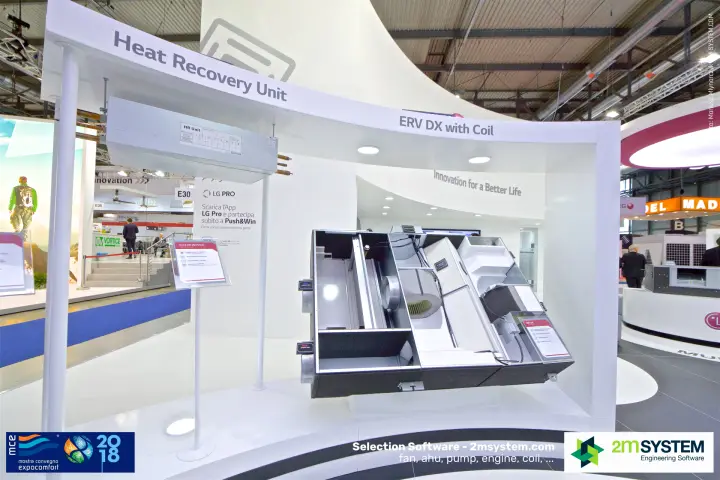 LG 'ERV DX with Coil' cutaway and suspended Heat Recovery Unit at MCE 2018