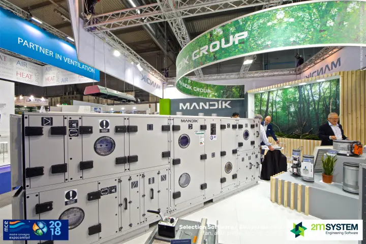 Mandík modular air handling unit beside a damper display at MCE 2018