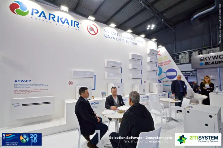 Meeting at the Parkair stand beside the ACW-FP floor unit at MCE 2018