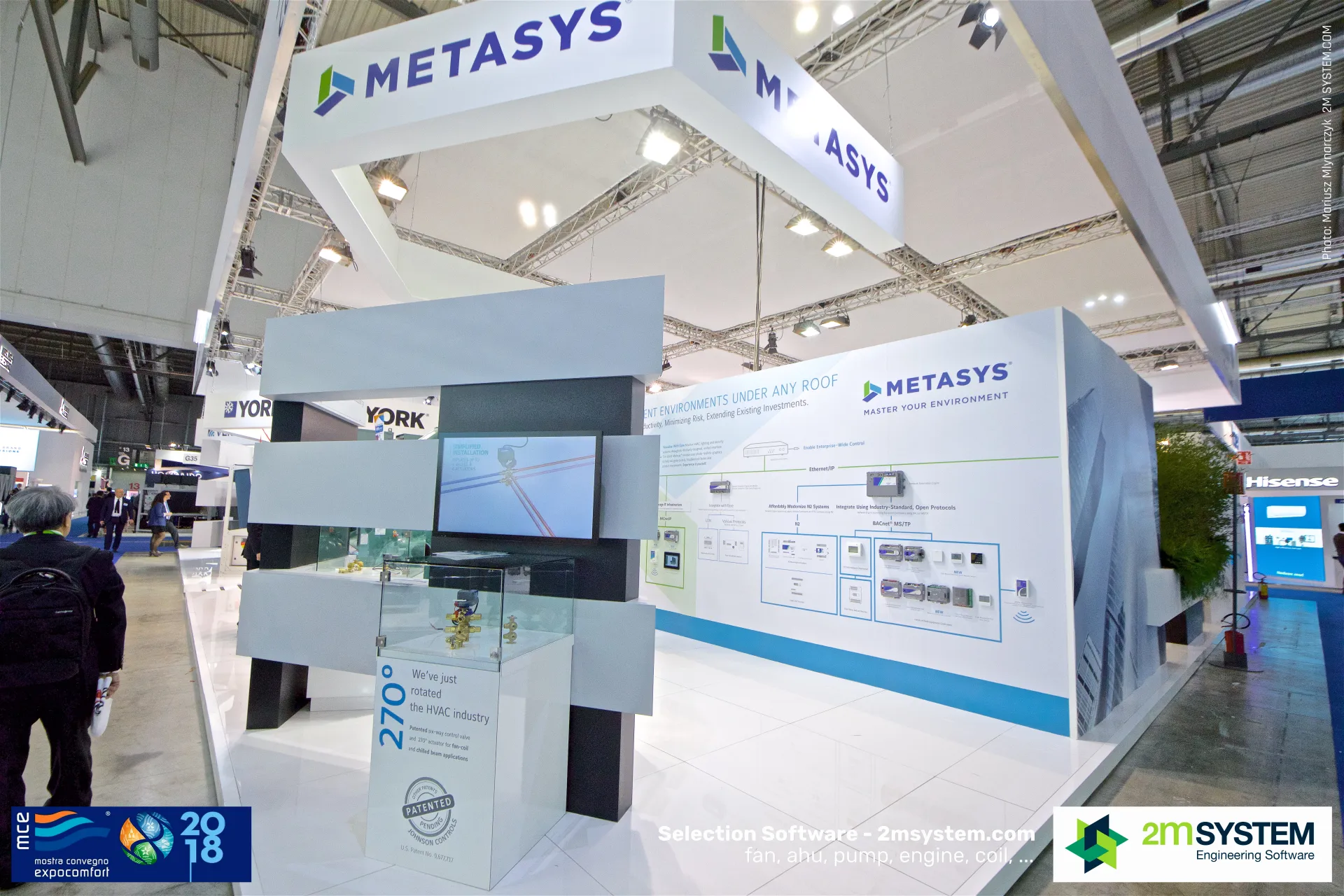 Metasys building automation wall and 270° control valve showcase at MCE 2018