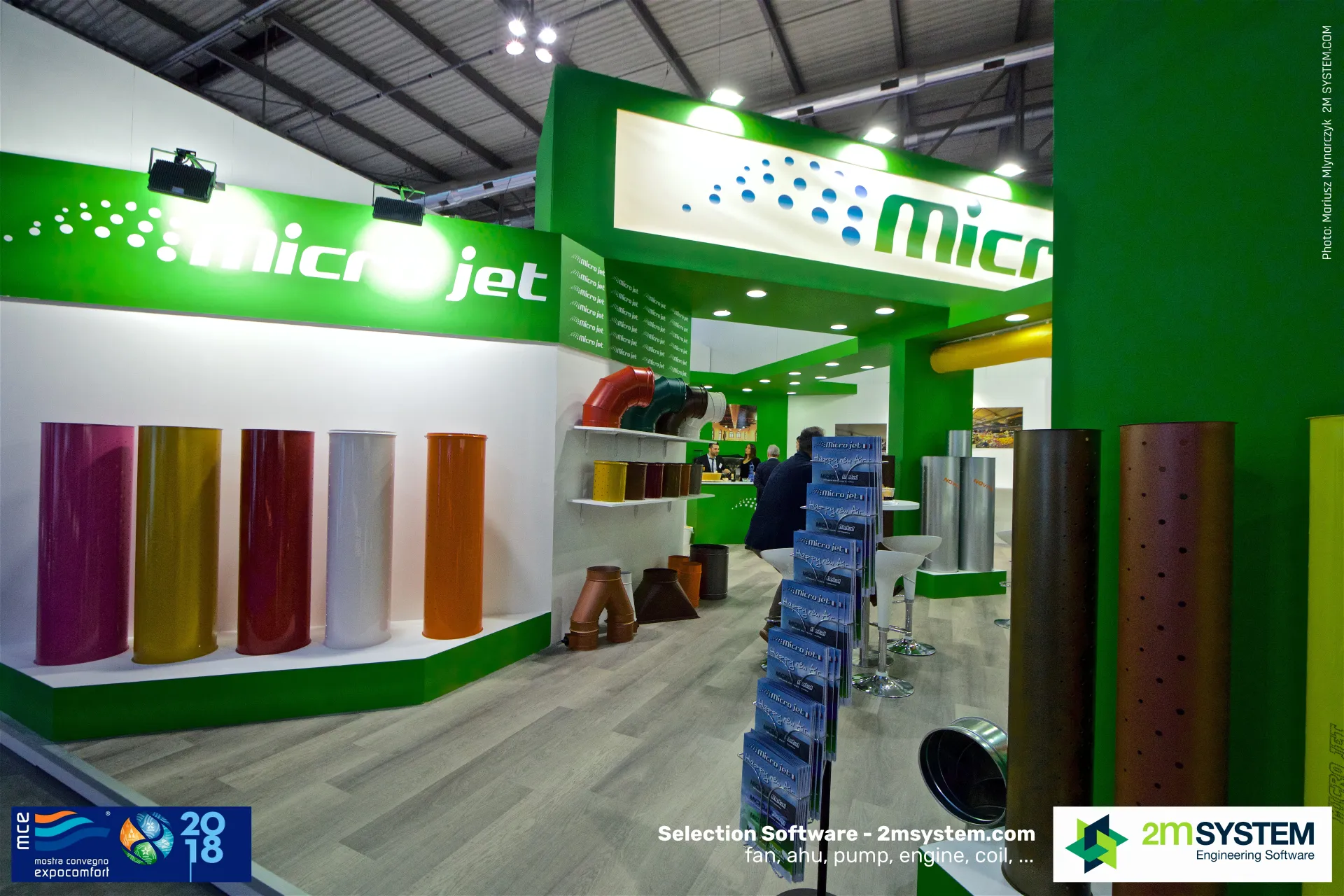 Micro Jet duct sections, coloured elbows and brochure rack at MCE 2018