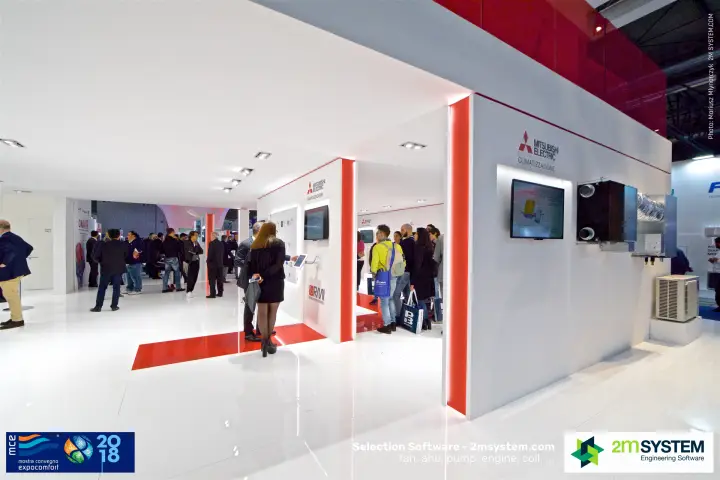 Mitsubishi Electric 'Climatizzazione' booths with ducted unit and outdoor unit