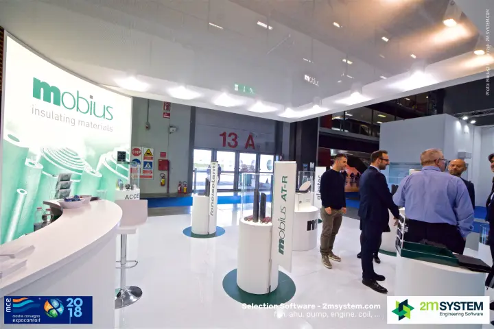 Mobius stand with AT-R, fonoisolanti and glastec insulation displays at MCE 2018