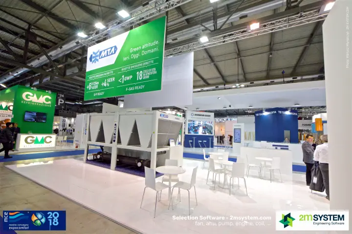 MTA chiller and white seating area seen from the stand corner at MCE 2018