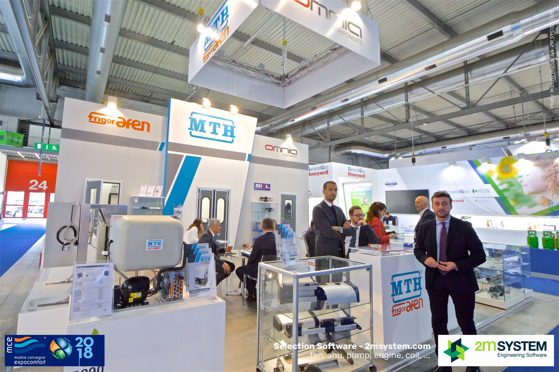 MTH, Frigorafen and Omnia Components shared stand with condensing unit at MCE 2018