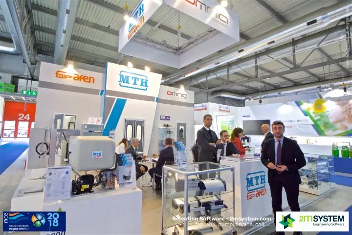 MTH, Frigorafen and Omnia Components shared stand with condensing unit at MCE 2018