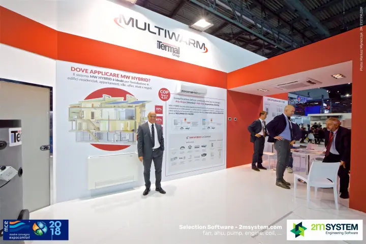Multiwarm by Termal Group wall explaining the MW Hybrid system at MCE 2018