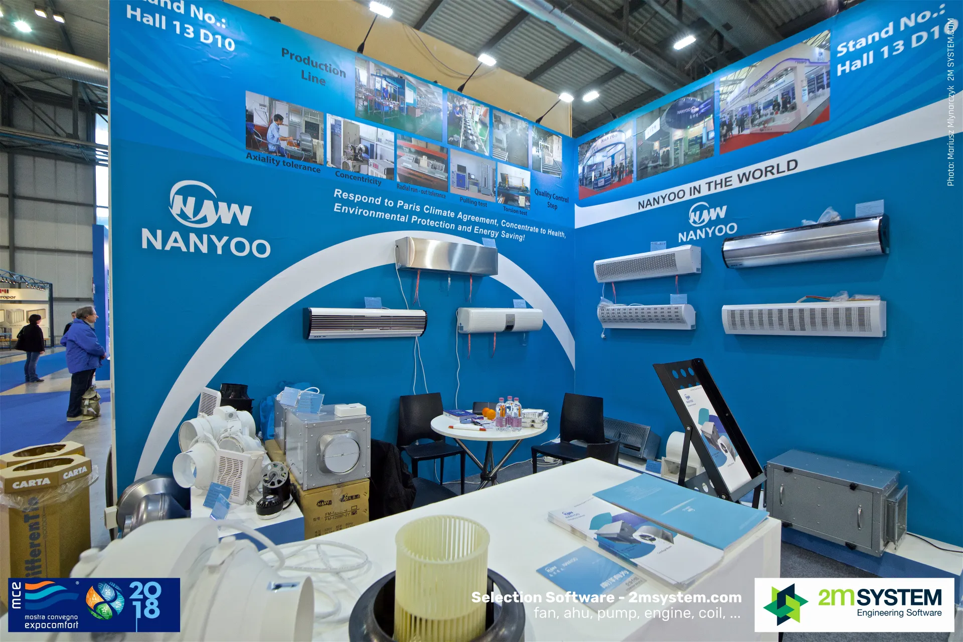 Nanyoo stand D10 with air curtains and inline duct fans at MCE 2018