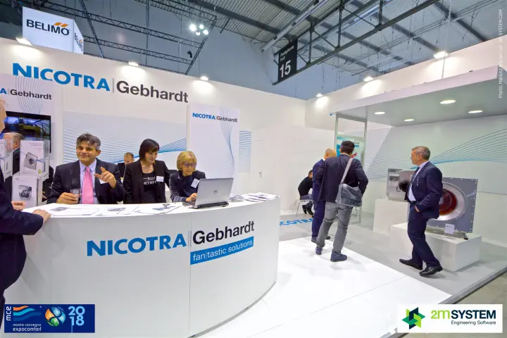 Nicotra Gebhardt reception counter with the fan|tastic solutions slogan