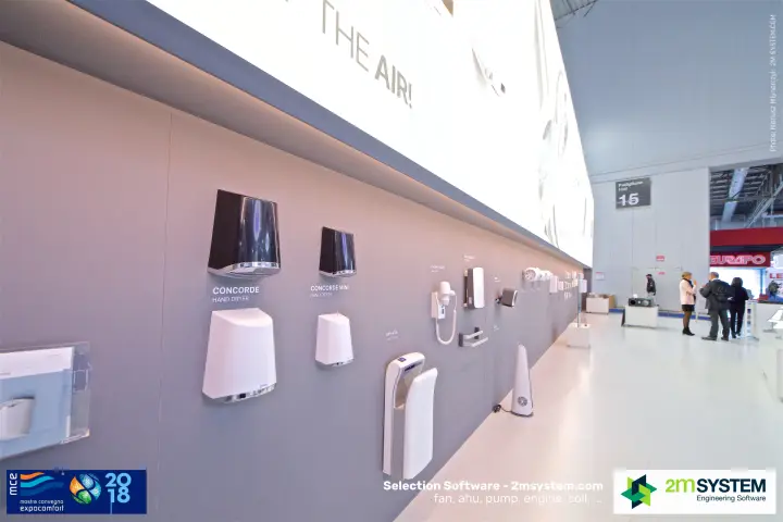 O.Erre Concorde and Concorde Mini hand dryers on the display wall