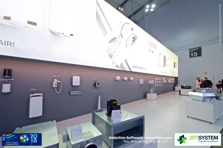 O.Erre hand dryers and motorised duct fan on the product wall at MCE 2018