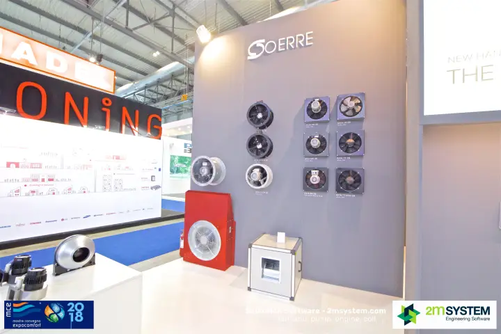 O.Erre wall of Axia axial fans with a centrifugal cabinet fan