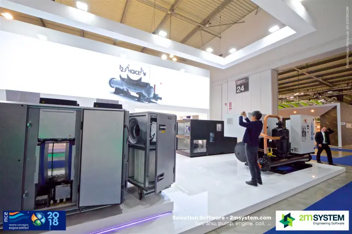 Open Swegon air handling units with rotary wheel and fan on show at MCE 2018