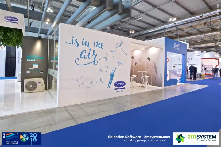 Outer wall of the Beijer Ref and Carrier stand with "...is in the air" lettering at MCE 2018