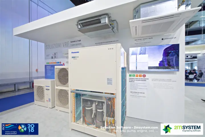 Panasonic ECOi EX VRF outdoor unit with open panel showing compressors