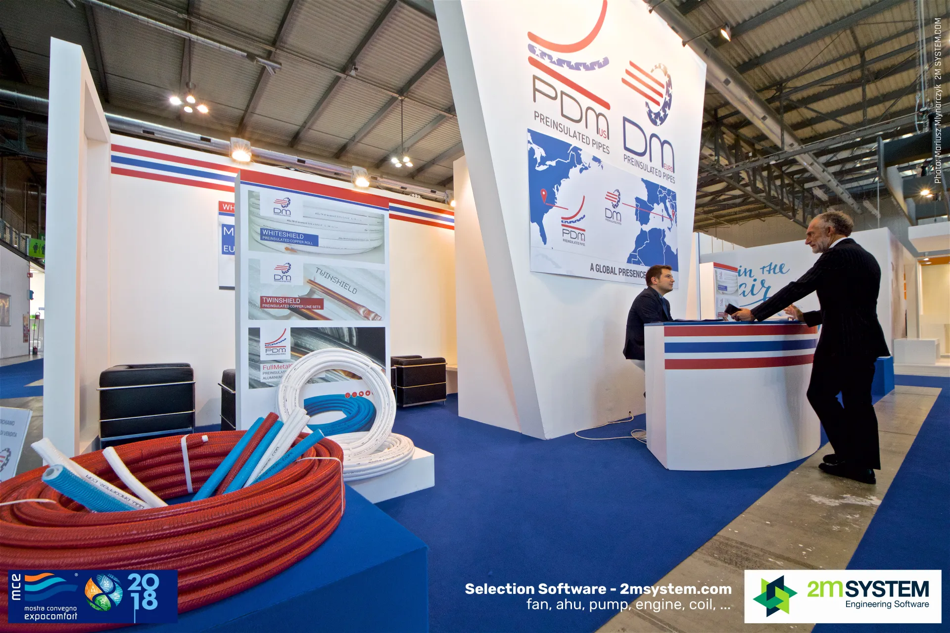 PDM and DM stand with coils of preinsulated copper and multilayer pipes at MCE 2018