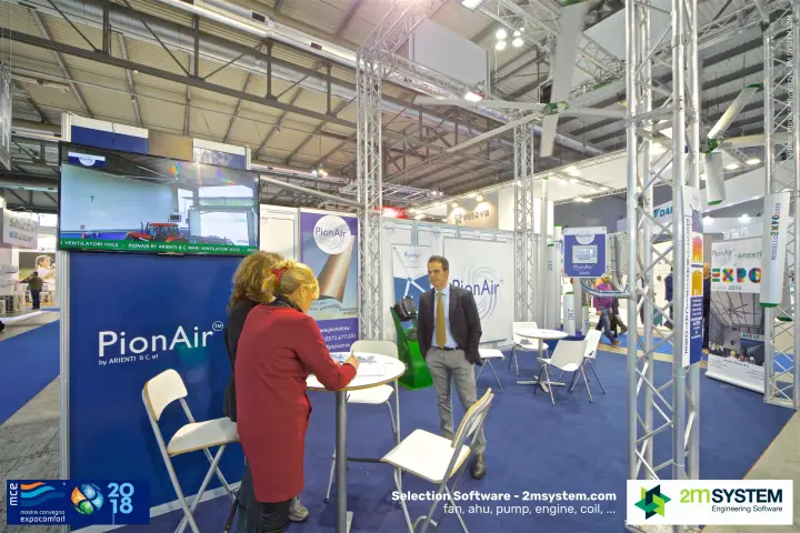 PionAir by Arienti stand with HVLS fan video and truss-mounted fans
