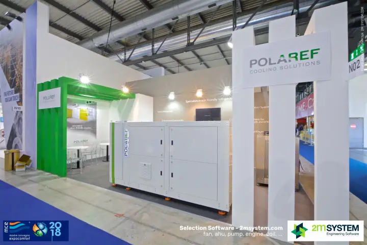 Polaref Cooling Solutions stand with a large refrigeration unit