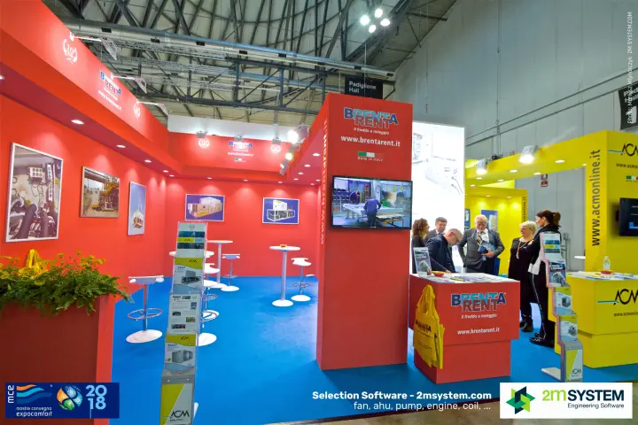 Red Brenta Rent stand with chiller photos and "Il freddo a noleggio"