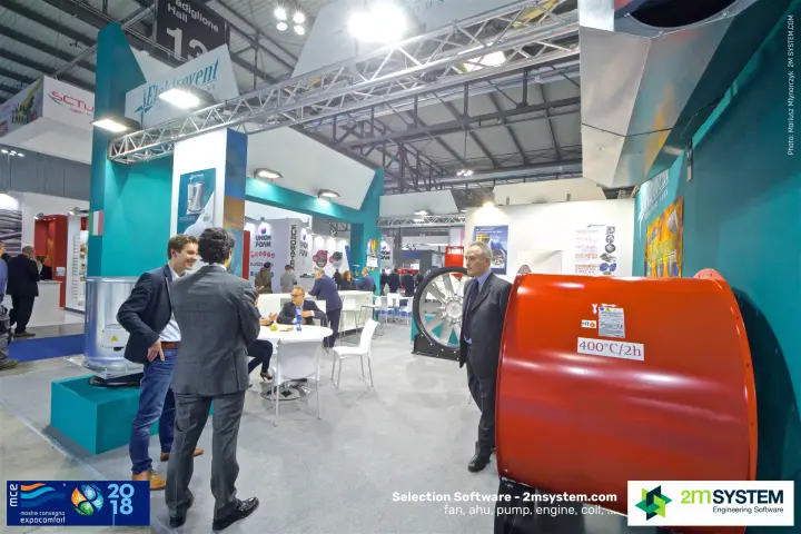 Red smoke exhaust fan labelled '400°C/2h' at the Elektrovent stand