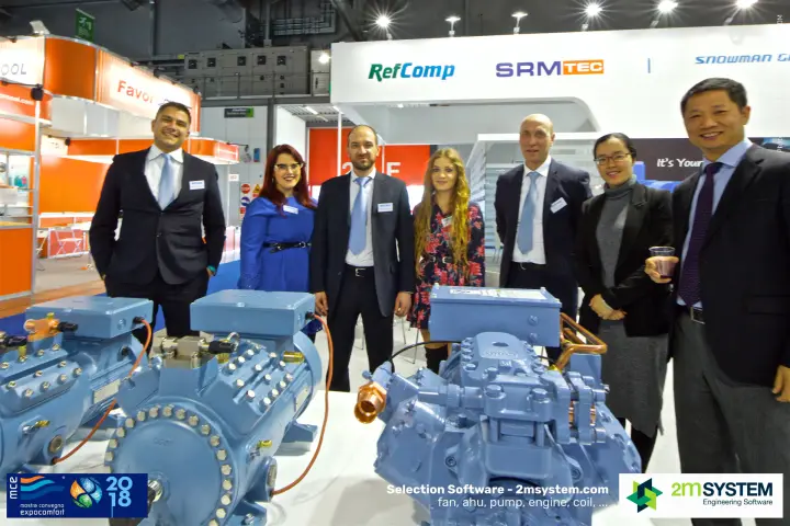 RefComp group behind compressors, FavorCool stand in the background at MCE 2018