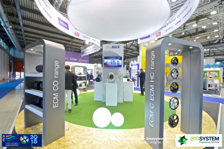 Regal ECM C and ECM HC fan arches framing the UlteMAX display at MCE 2018