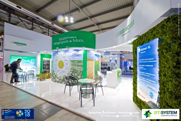 Rivoira refrigerant gases stand with moss wall and Opteon XL panel