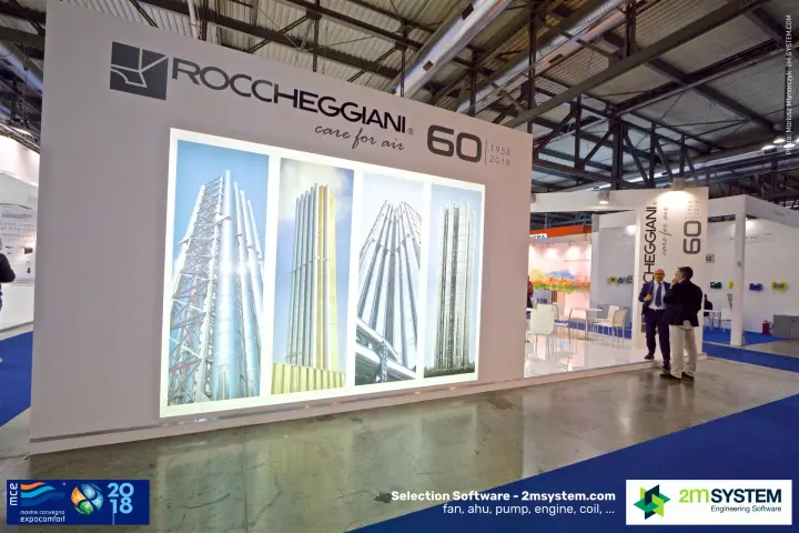 Roccheggiani 60th anniversary wall with stainless steel chimney stacks