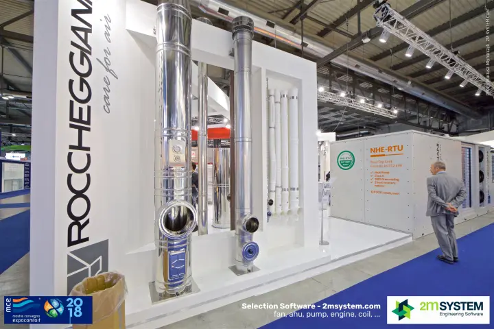 Roccheggiani stainless steel flue pipes and NHE-RTU rooftop unit